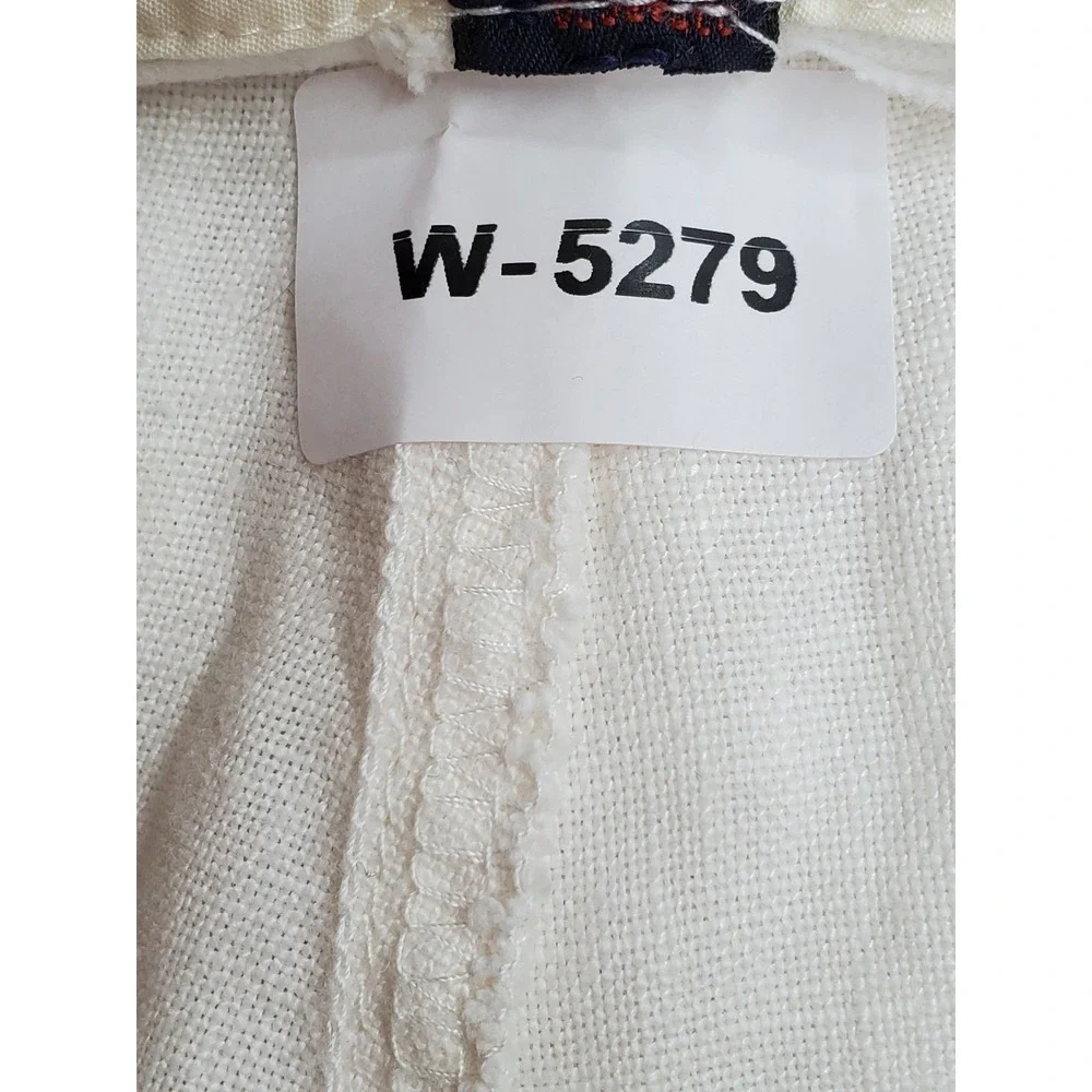 VINTAGE Cremieux Men Pants 36X32 White Linen Button Zipper 32
